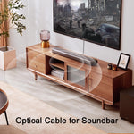 DteeDck fiber optic cable connected to soundbar