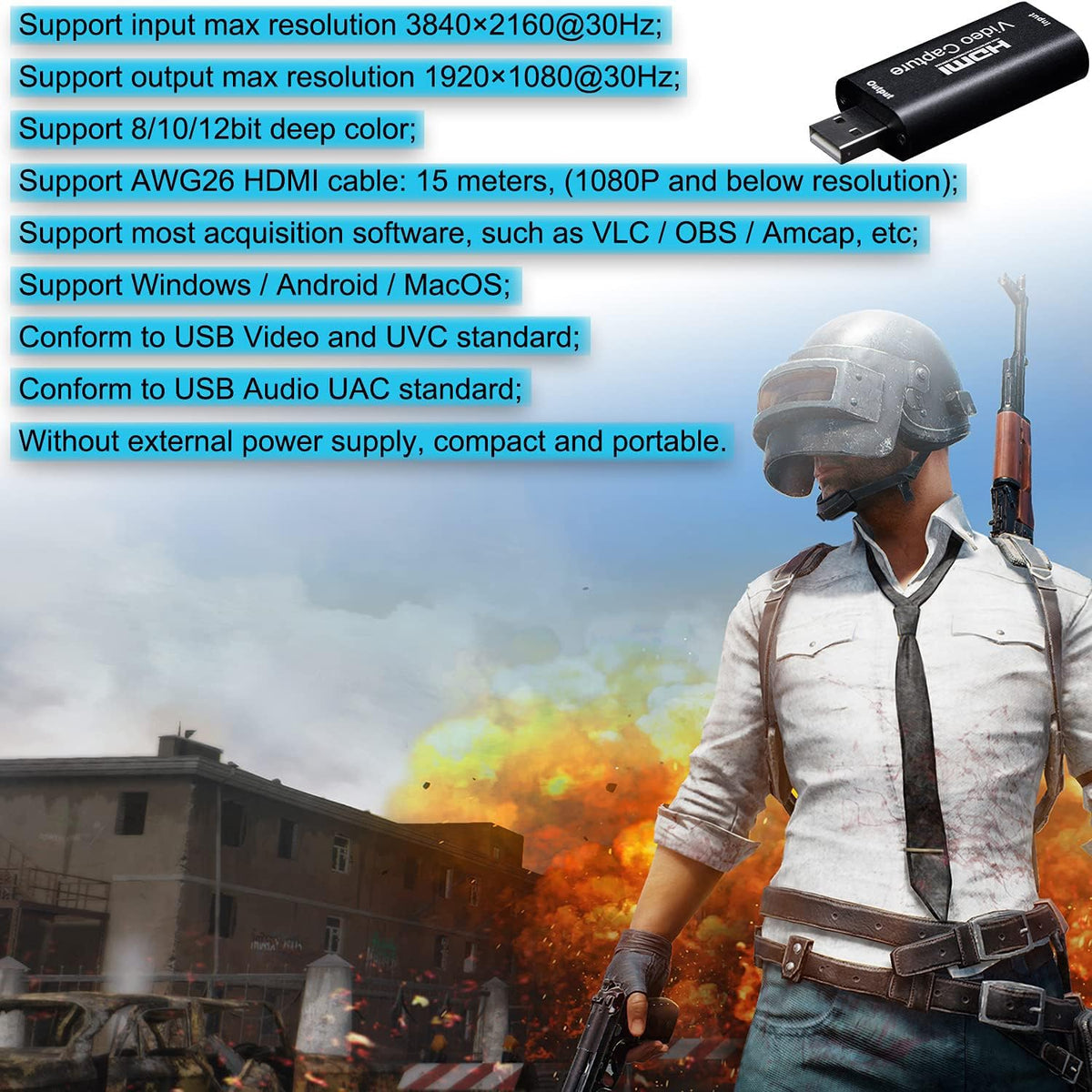 BlueAVS DSLR to webcam converter card highlighting the durable aluminum outer build.