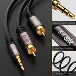 Close up of 24k gold-plated RCA connectors