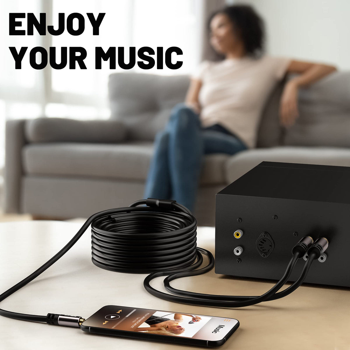 Kxable audio cable with included cable management ties