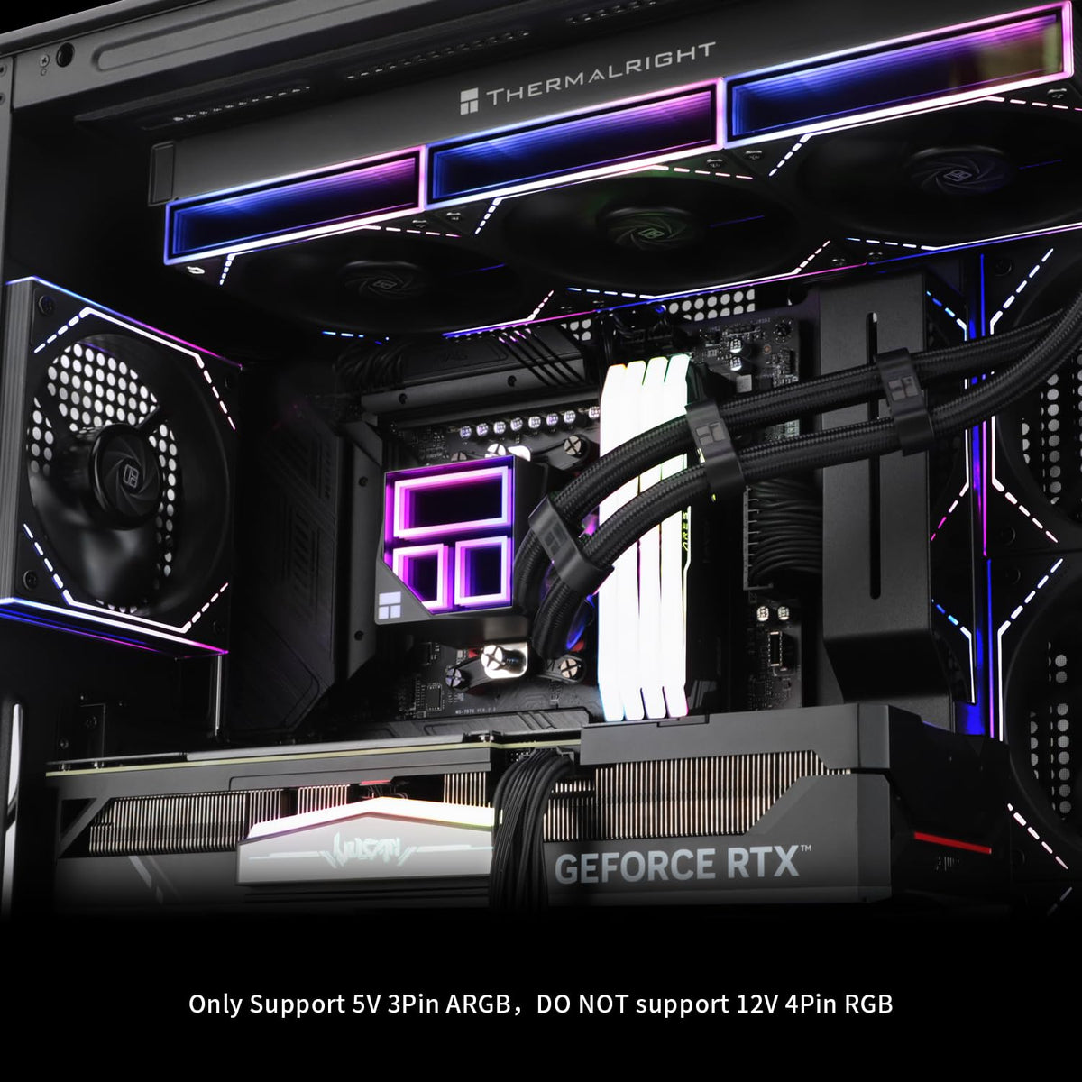 Complete liquid cooling kit layout including mounting fasteners and brackets.