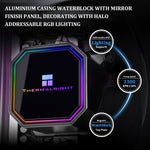 Overhead layout of the Thermalright Frozen Prism 360 liquid cooler installation kit showcasing the AMD and Intel mounting brackets.