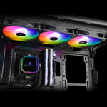 Angle view of the premium Thermalright AIO water cooling system displaying the flexible anti-leak tubes and textured finish.