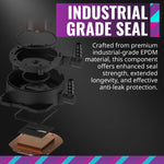 Detailed view of the industrial grade EPDM rubber tubing connections on the Cooler Master radiator.