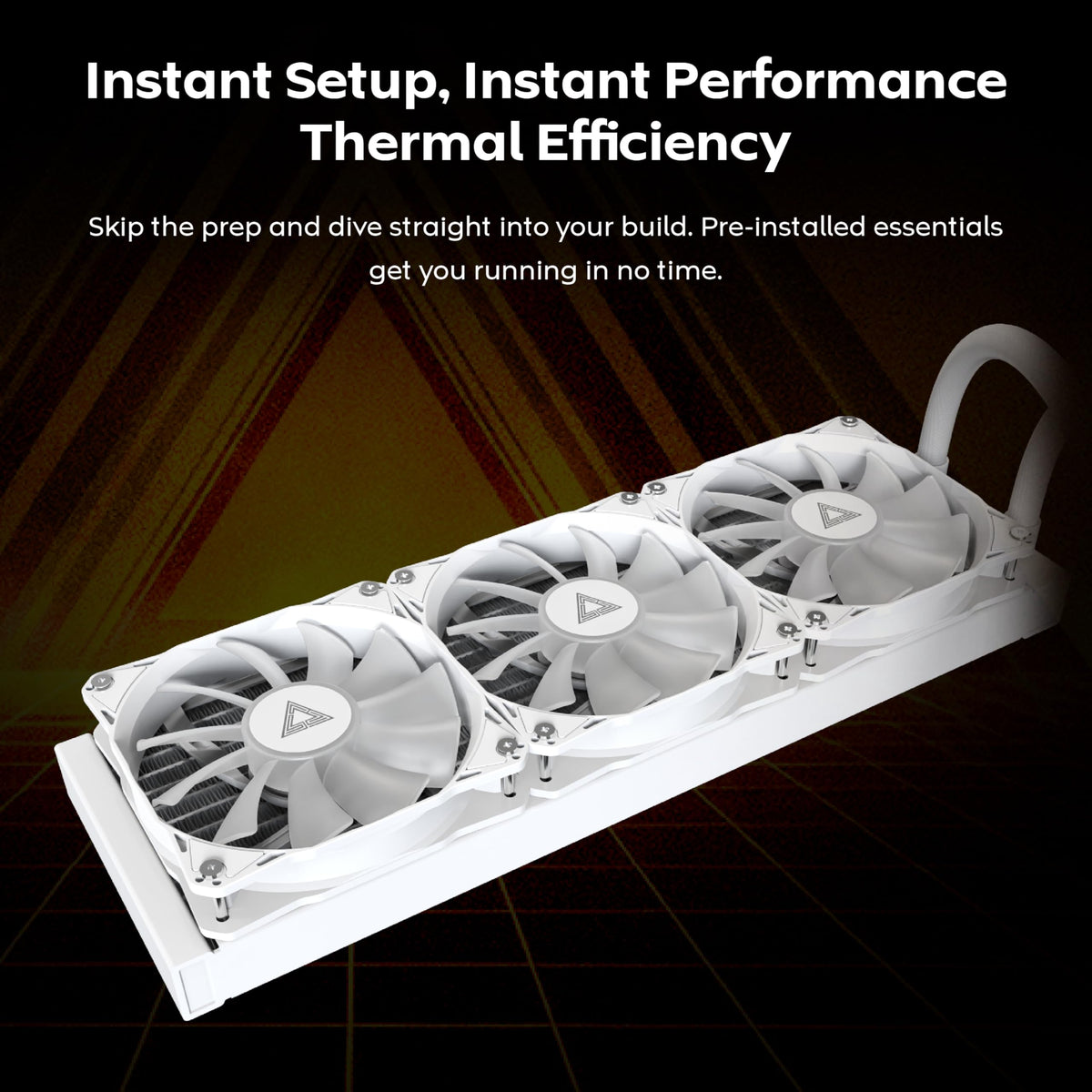 Montech LightFlow ARGB white computer cooling system showcasing the included mounting brackets and mounting hardware.