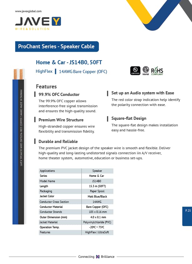 Javex speaker wire blue and black jacket detail
