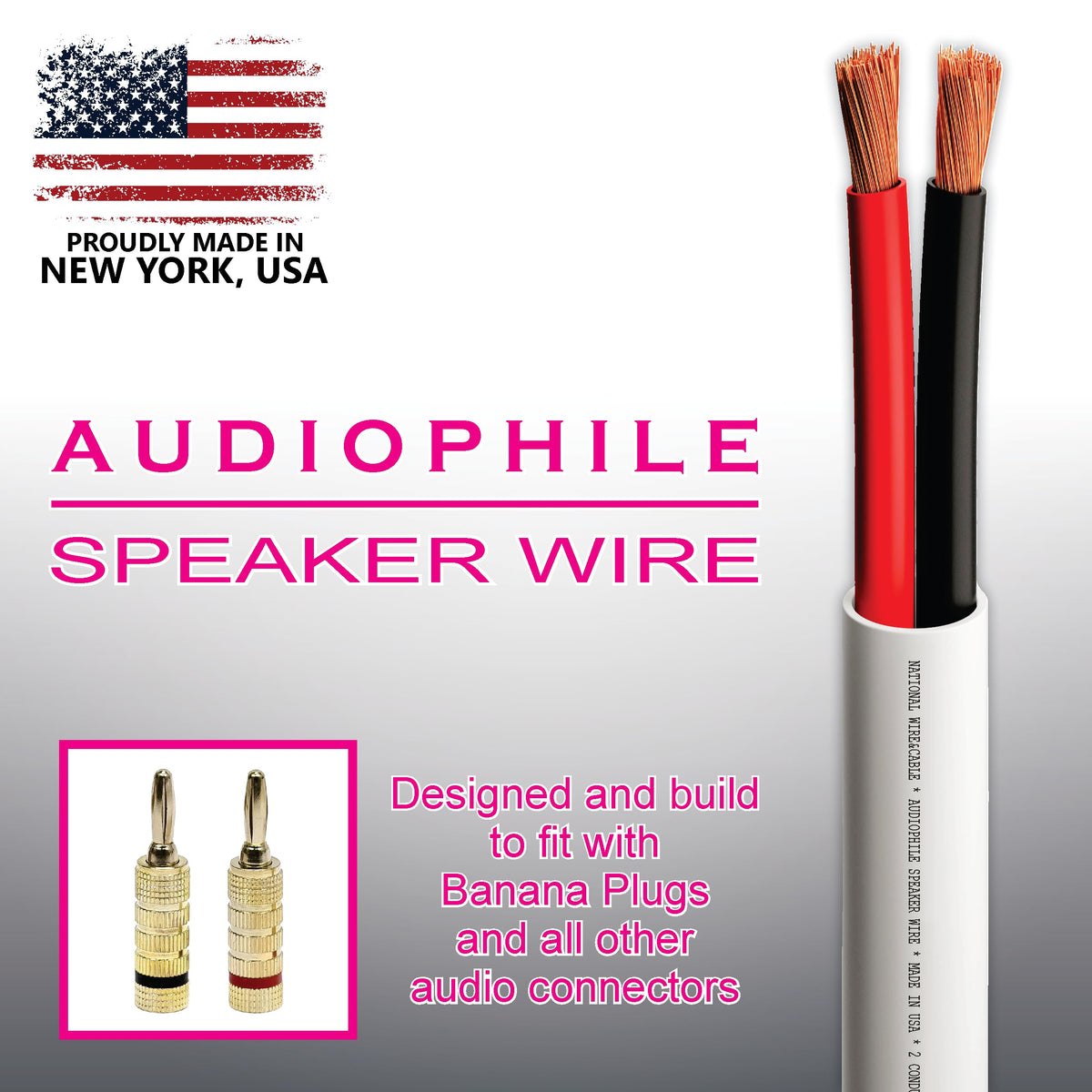 National Wire and Cable audiophile speaker wire packaging label