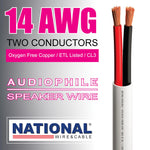 Close up of 14AWG speaker wire conductors for high fidelity audio
