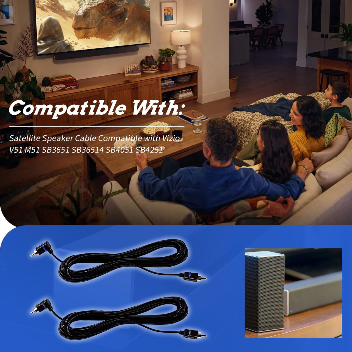 Blue and gray Vizio replacement speaker wires
