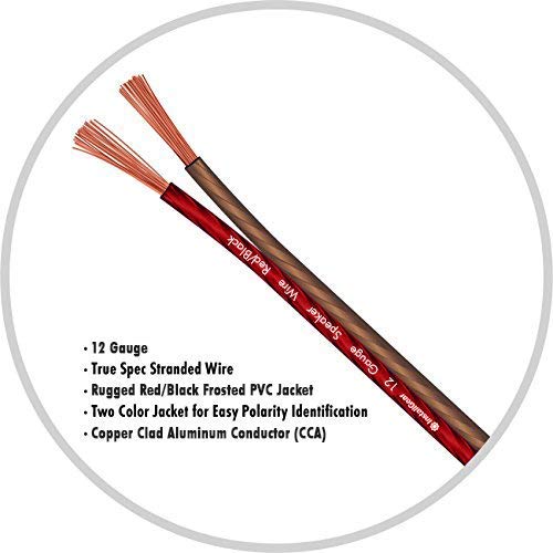 InstallGear speaker wire showing CCA conductor and PVC jacket