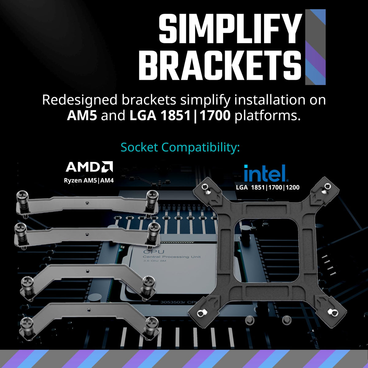 Side view displaying the premium braided durable rubber tubing connected to the liquid cooler radiator