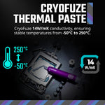 Packaging box layout for Cooler Master MasterLiquid 360L Core black edition showing technical specifications