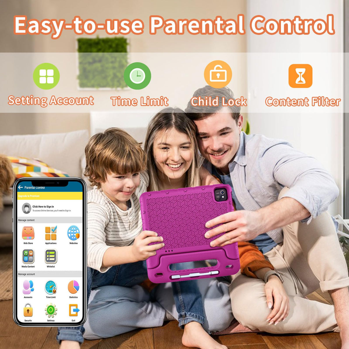 EDDBNi educational tablet showing parental control settings menu