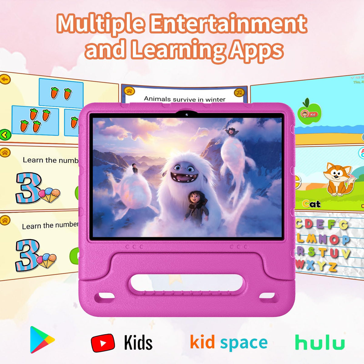 Kids tablet with protective bumper case and adjustable stand
