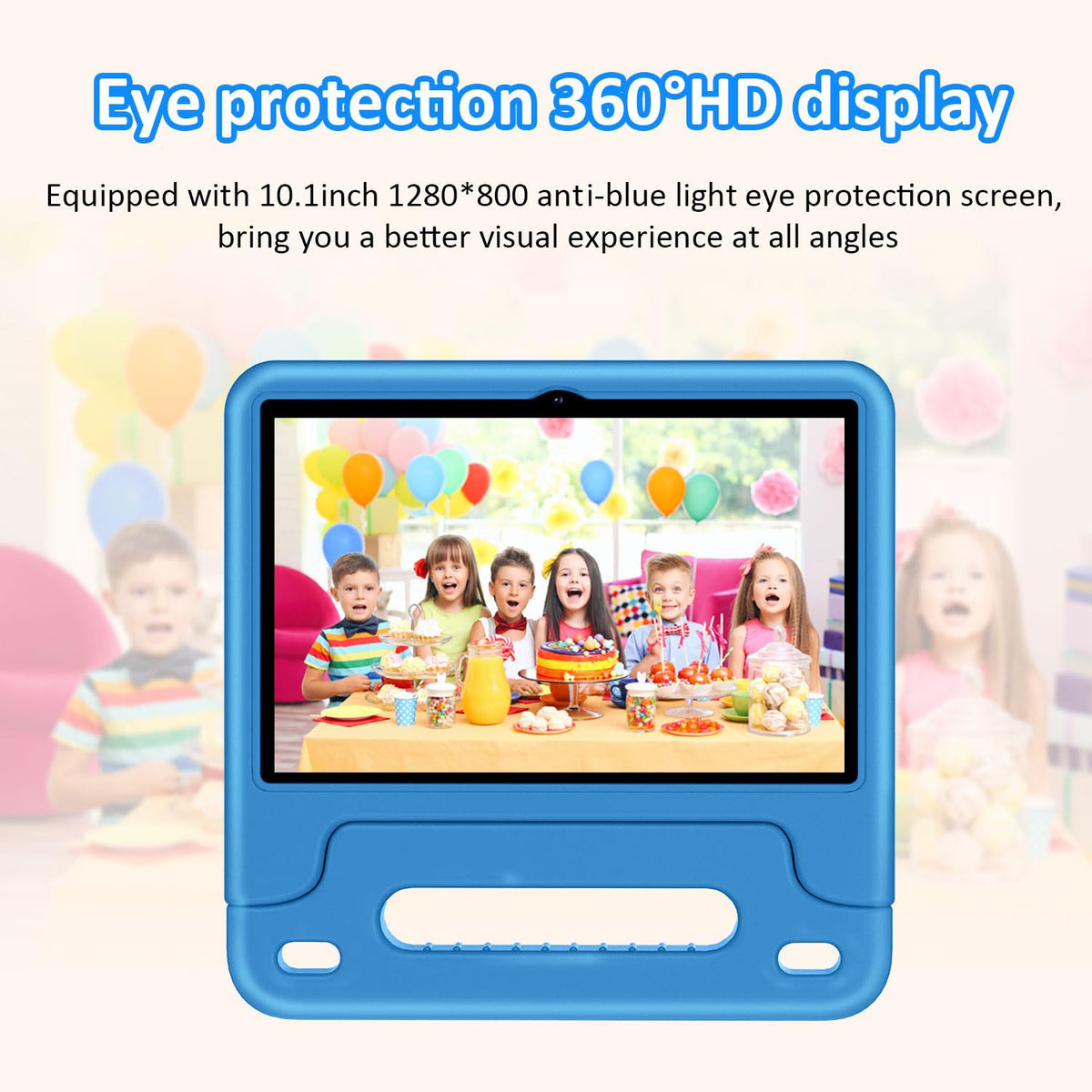 Rear view of Wxunja children tablet showing camera and branding
