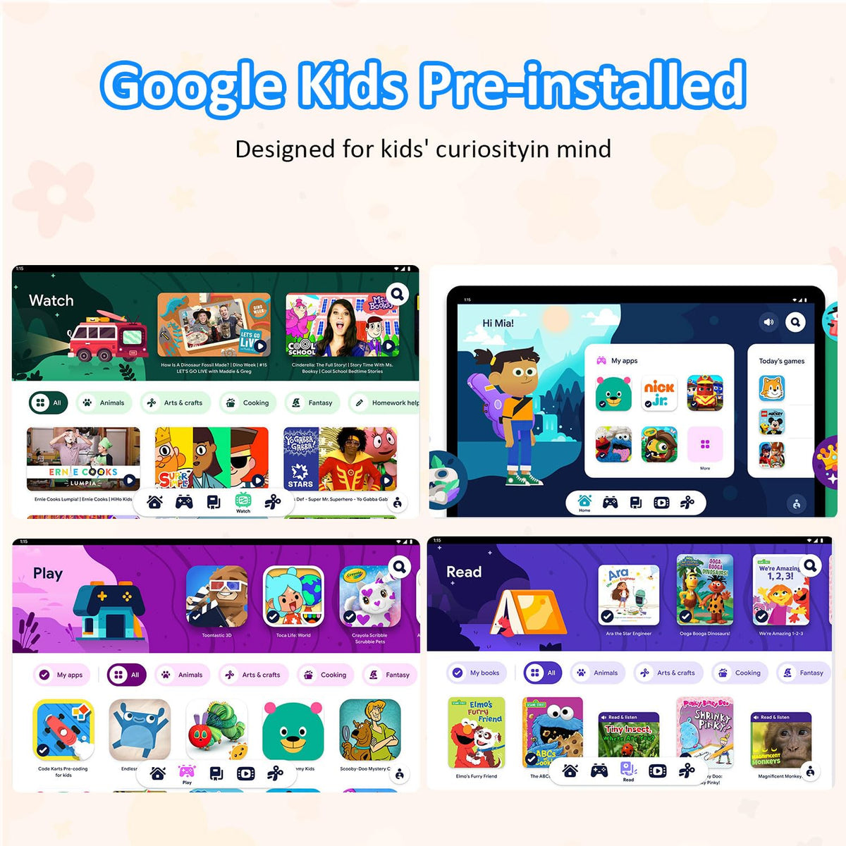 Close up of kids tablet interface showing parental control menu