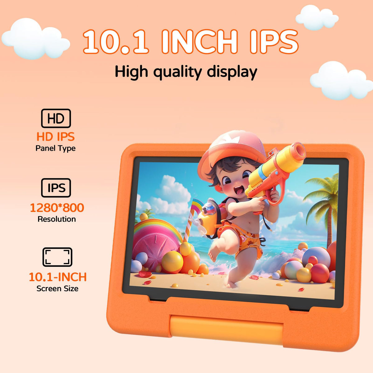 Side profile of Iweggo tablet showing the durable EVA foam construction