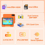 Rear view of Iweggo kids tablet featuring the adjustable kickstand