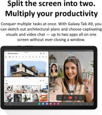 Samsung Galaxy Tab A9 package contents including fast charger