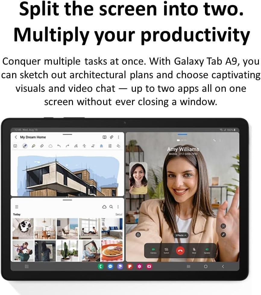 Samsung Galaxy Tab A9 package contents including fast charger