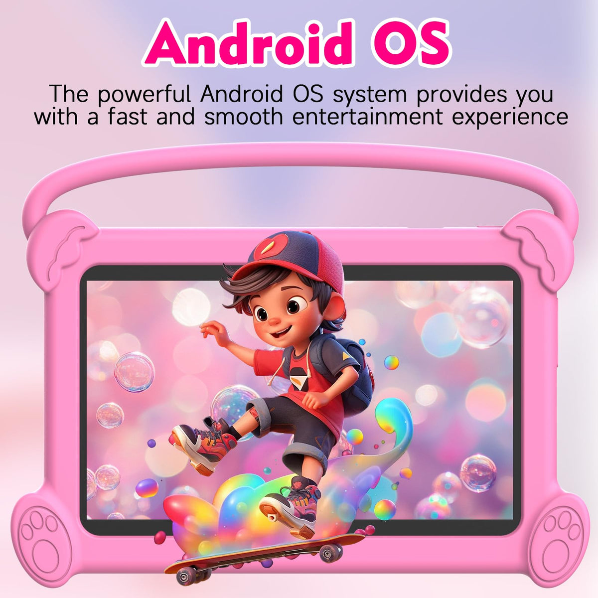 Side view of iconlink kids tablet with stand