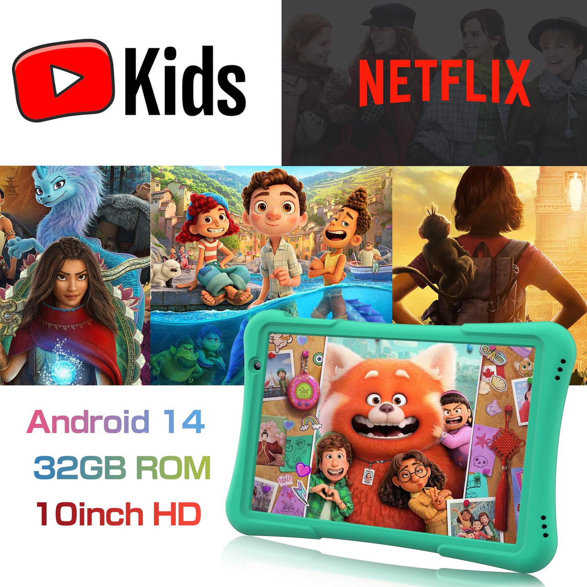 Pritom kids tablet 10 inch HD display showing educational app interface