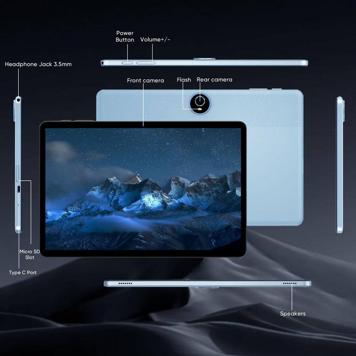 Close up of tablet ports and connectivity