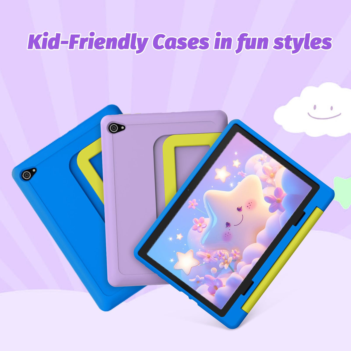 Urao kids tablet in yellow and purple protective silicone case