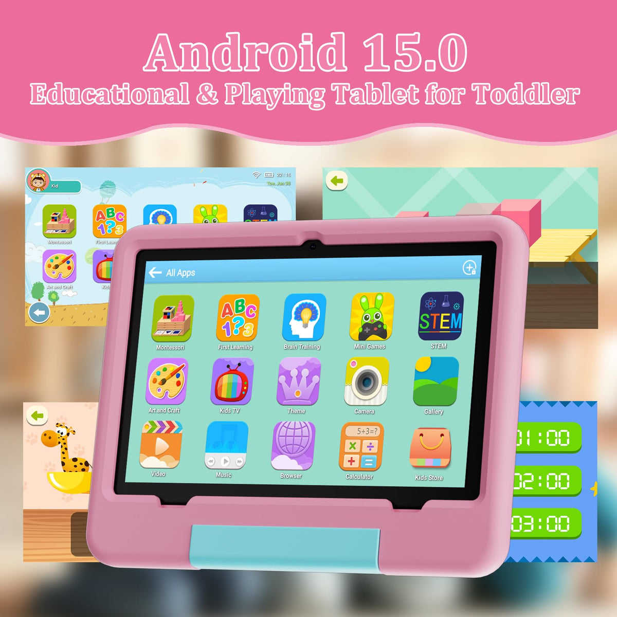 Peicheng Kids Tablet with integrated stand in side profile