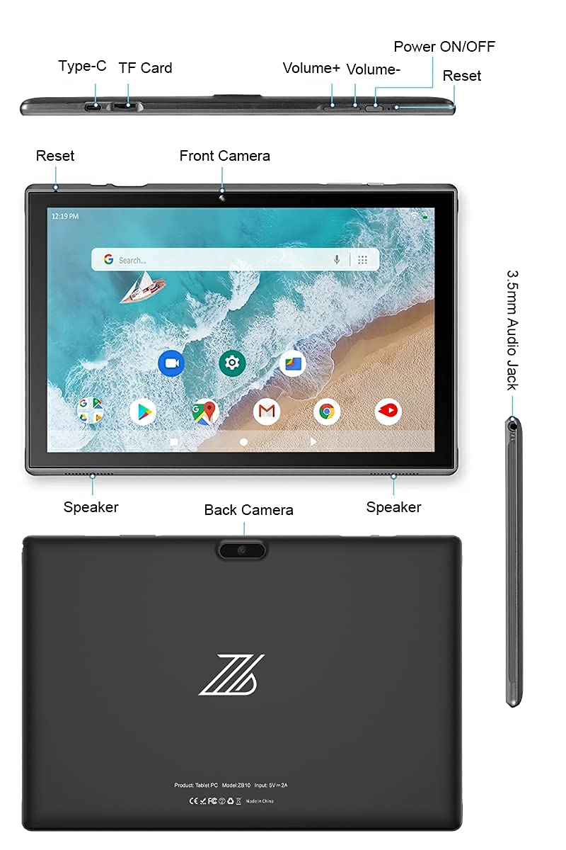 Close up of Zzb 10 inch tablet screen quality