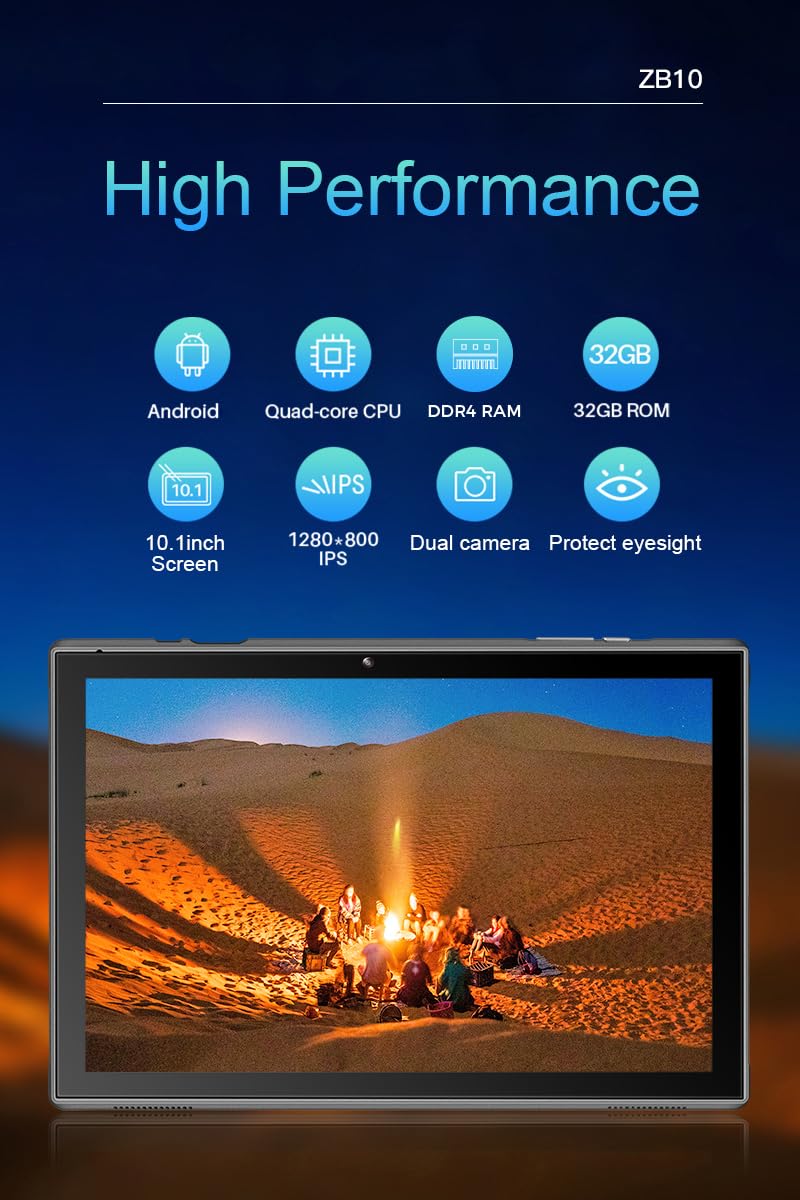 Zzb 10 inch tablet in gray color angled view