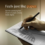 Side profile of the thin 4.7 millimeter Remarkable 2 paper tablet.