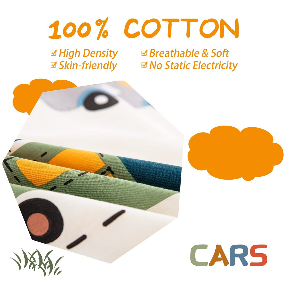 Reversible side of the cotton bedding set displaying the yellow striped pattern on the fabric