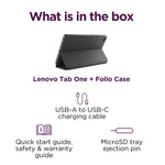 Lenovo Tab One and included accessories in packaging