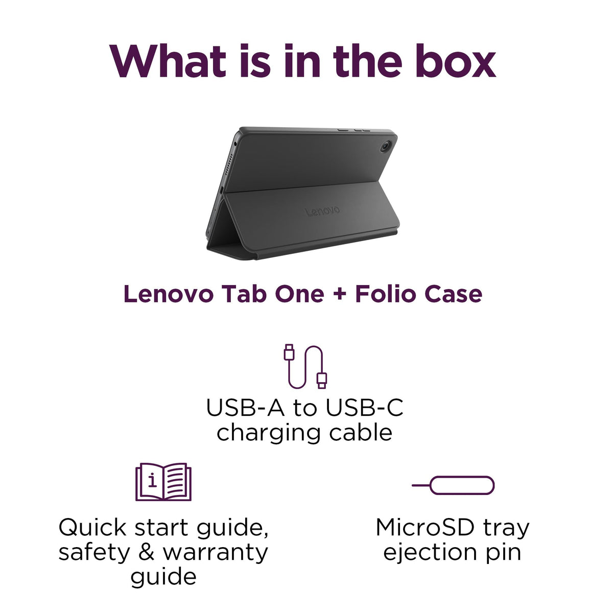 Lenovo Tab One and included accessories in packaging