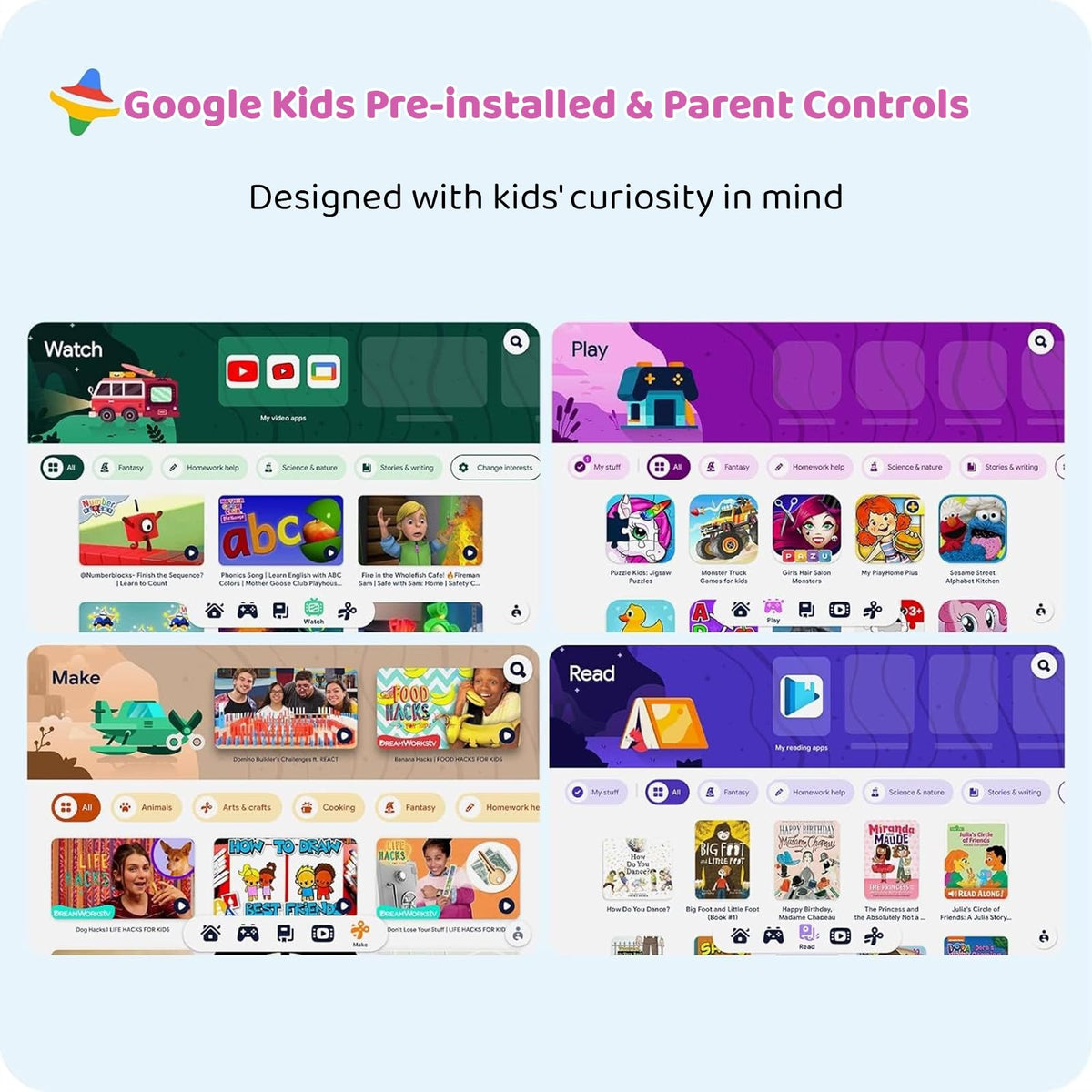Colorroom 10 inch tablet displaying kids educational interface