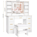 ANWBROAD engineered wood makeup desk demonstrating smooth silent drawer slides and sturdy frame construction detail