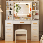 ANWBROAD white dressing table placed against a modern bedroom wall under warm light settings
