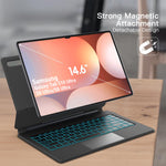Sackei wireless bluetooth keyboard case side profile demonstrating cantilever tilt angles