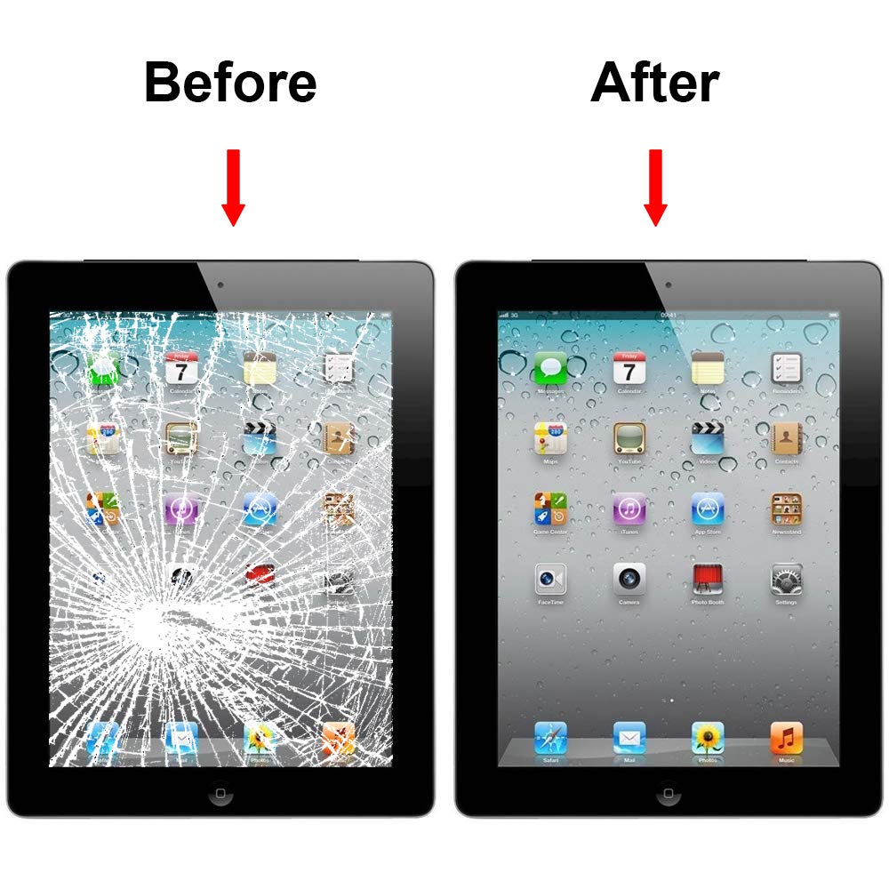 All-in-one front display glass assembly kit with microfiber cleaning cloth