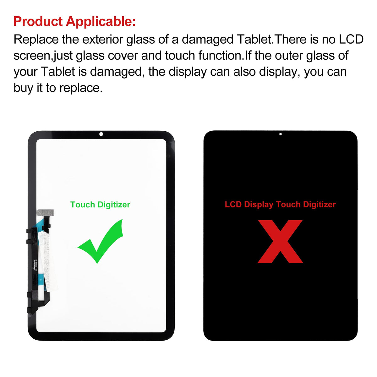 Back side layout of the A-Allin1 replacement glass panel showing pre applied optically clear adhesive backing