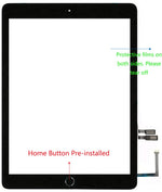 Two pack bundle of VDASO black touch glass digitizer panels illustrating camera bracket placement and home button layout.