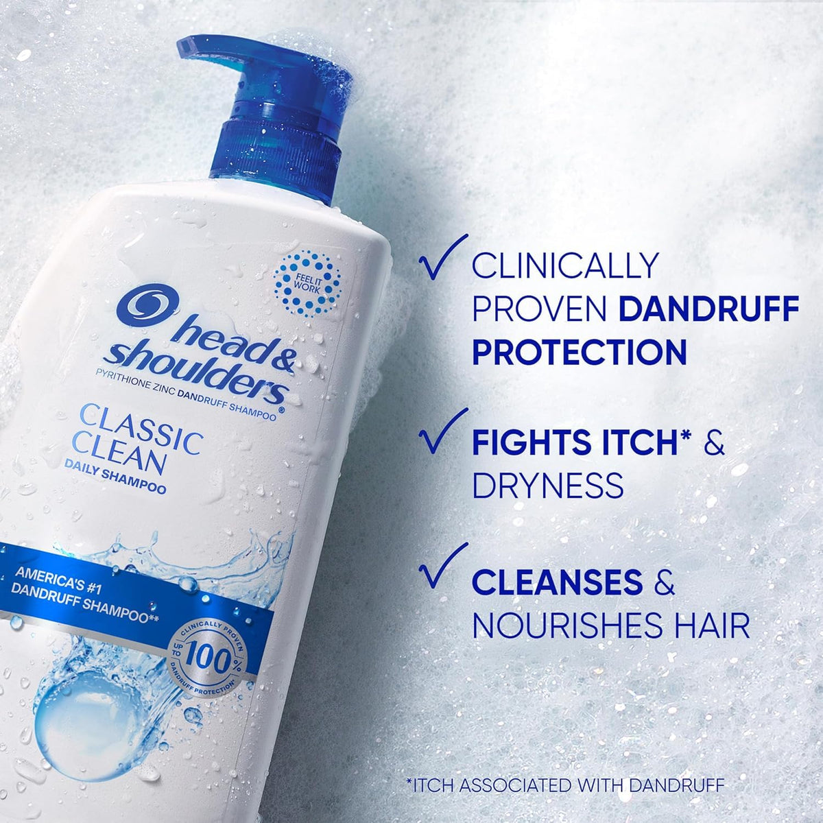 Two large bottles of imported pyrithione zinc dandruff shampoo showcasing the product label.