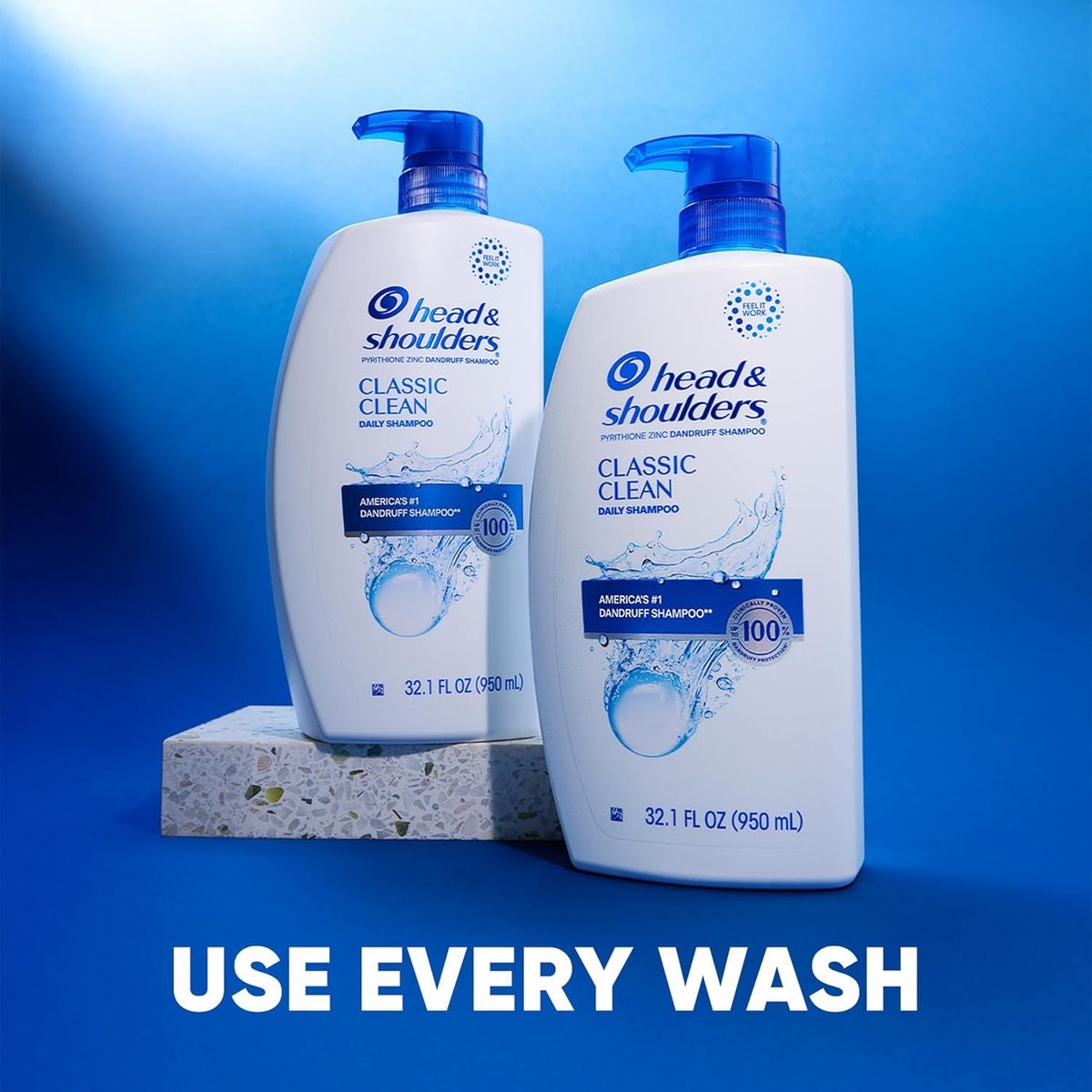 Product packaging showing the long lasting protection features against scalp itch and oil.