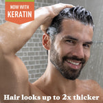 Just For Men Control GX bottle showing the 4 fluid ounce size and keratin formula details.