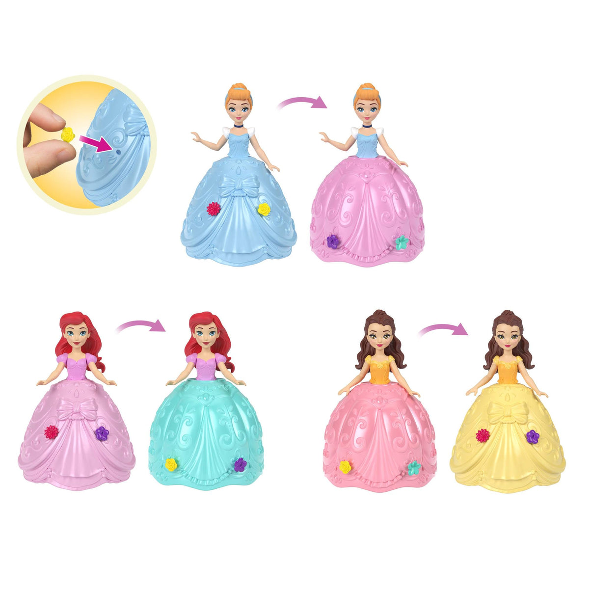 Unboxed Disney Princess small doll with transformable egg skirts and picnic accessories