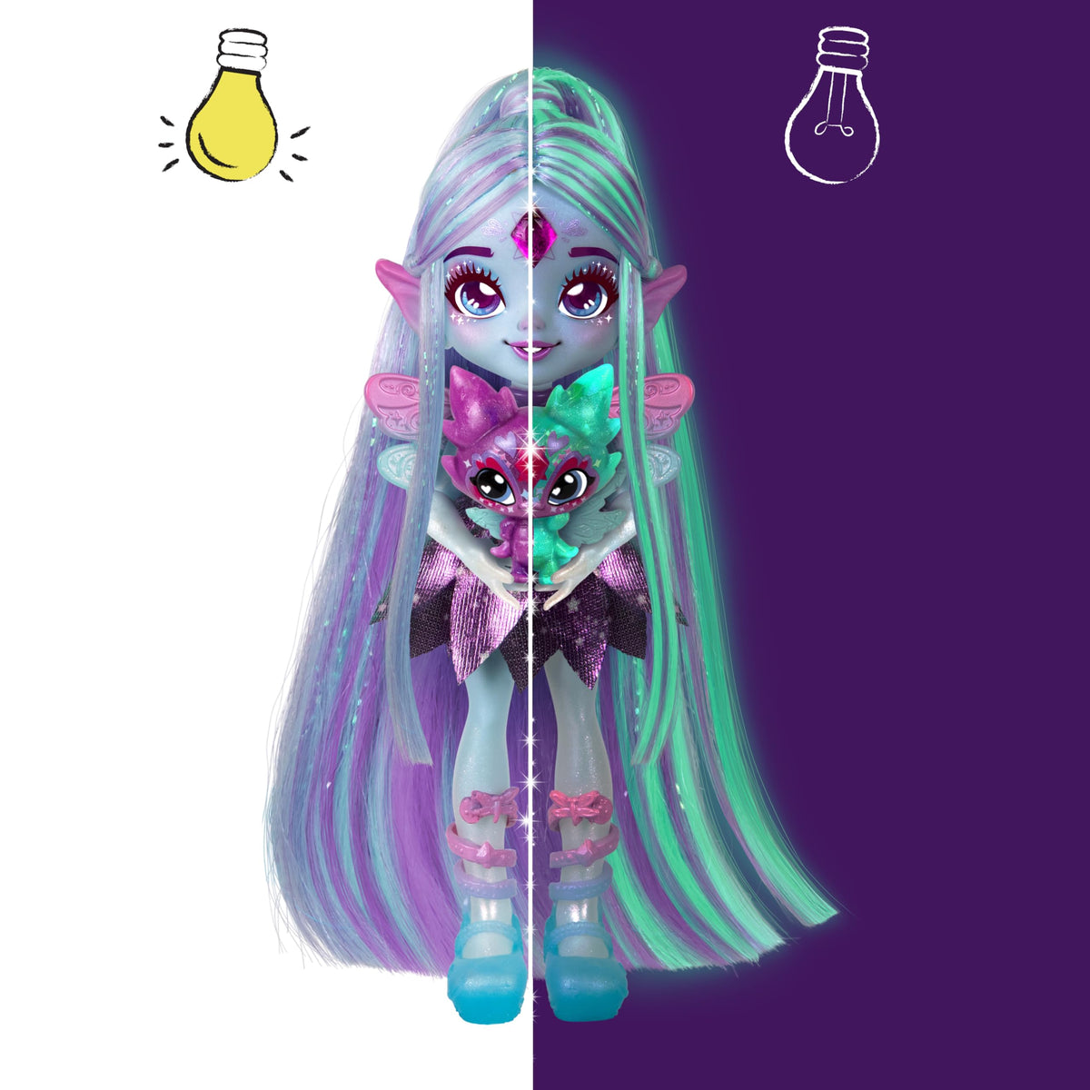 Magic Mixies Pixlings Shimmerverse collection packaging back panel with clear instructions.