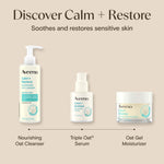 Aveeno sensitive skin oat cleanser fluid ounce variant packaging showing hypoallergenic and fragrance free seals