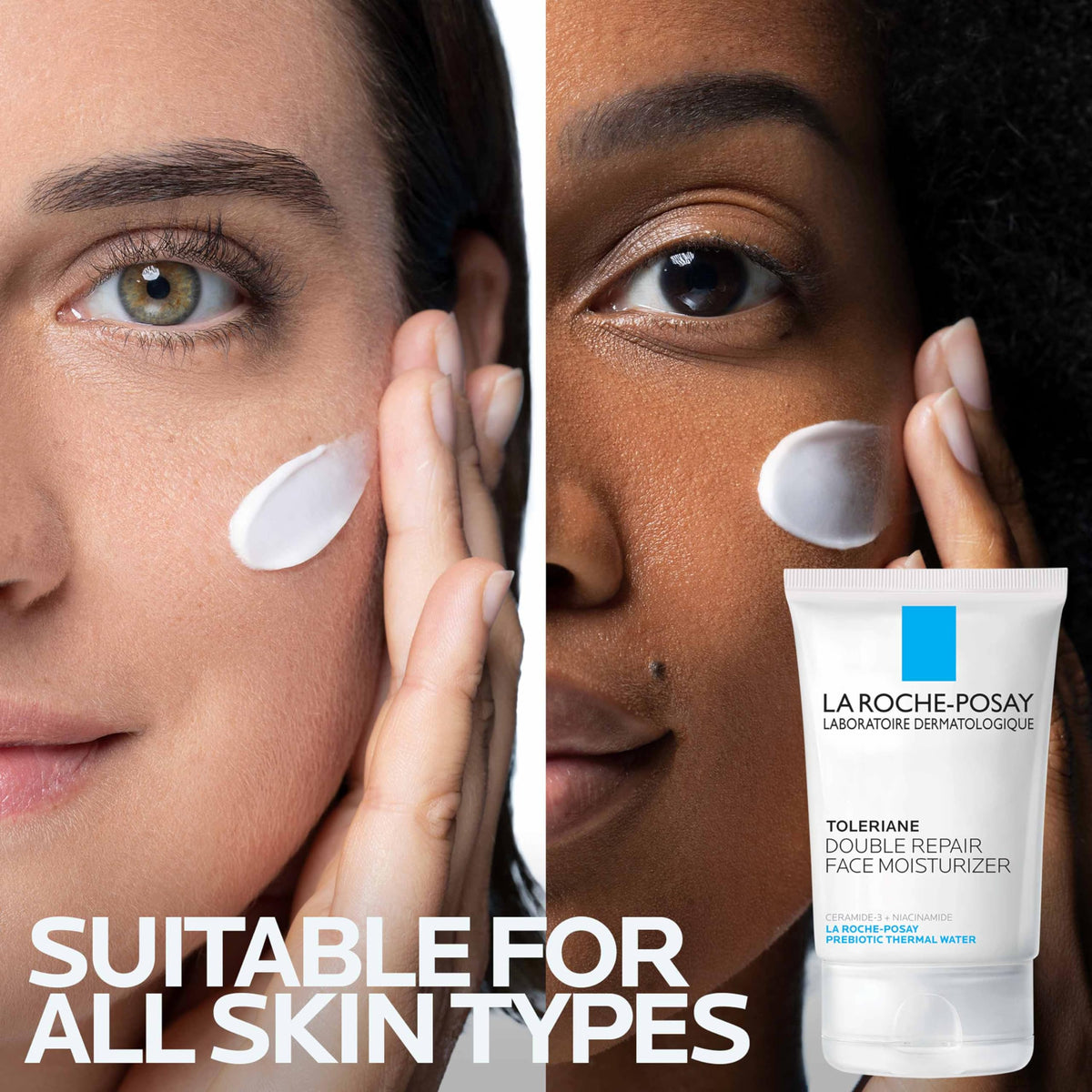 Toleriane Double Repair key ingredients card — ceramide, niacinamide and glycerin