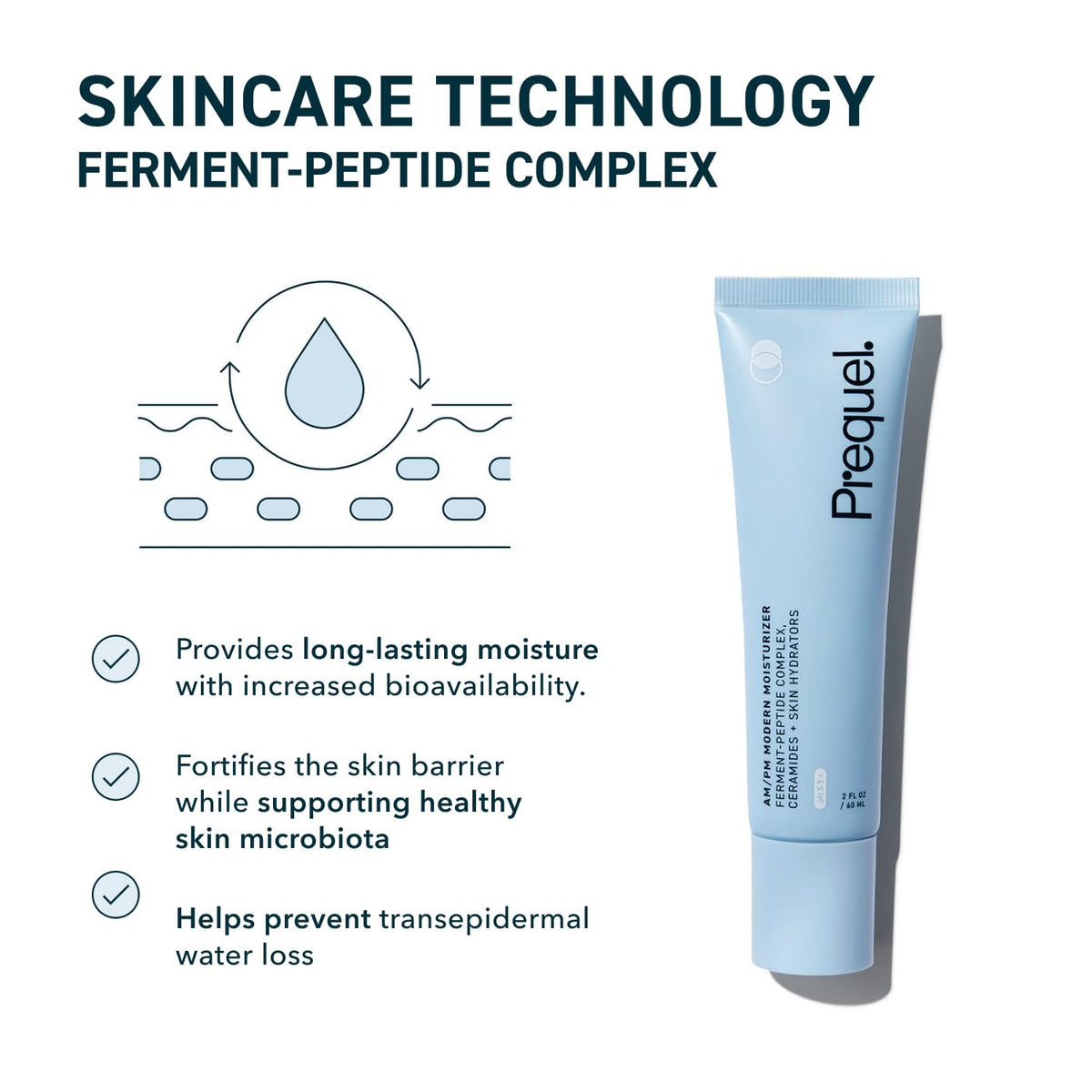 Prequel AM/PM cream texture display showing mid weight non greasy formula